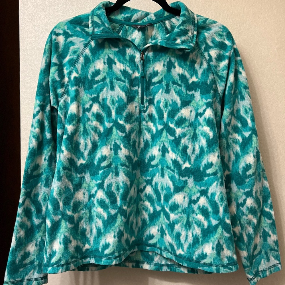 Teal and White Patterned Pullover